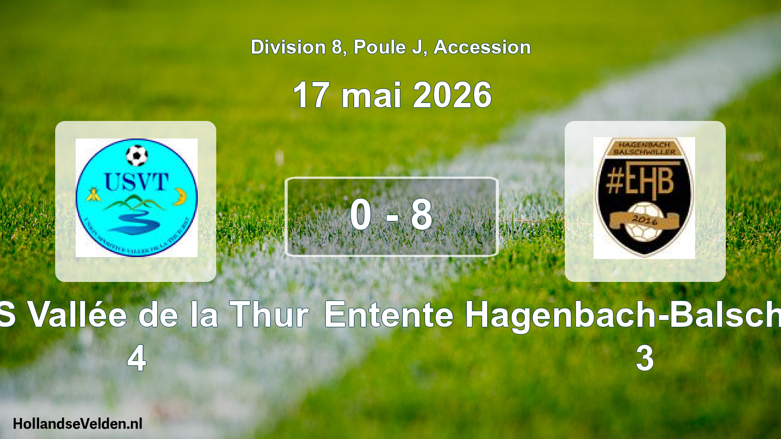 Gespeelde wedstrijd: US Vallée de la Thur 4 - Entente Hagenbach-Balschwiller 2016 3 0 - 8 (17 mei 2026)