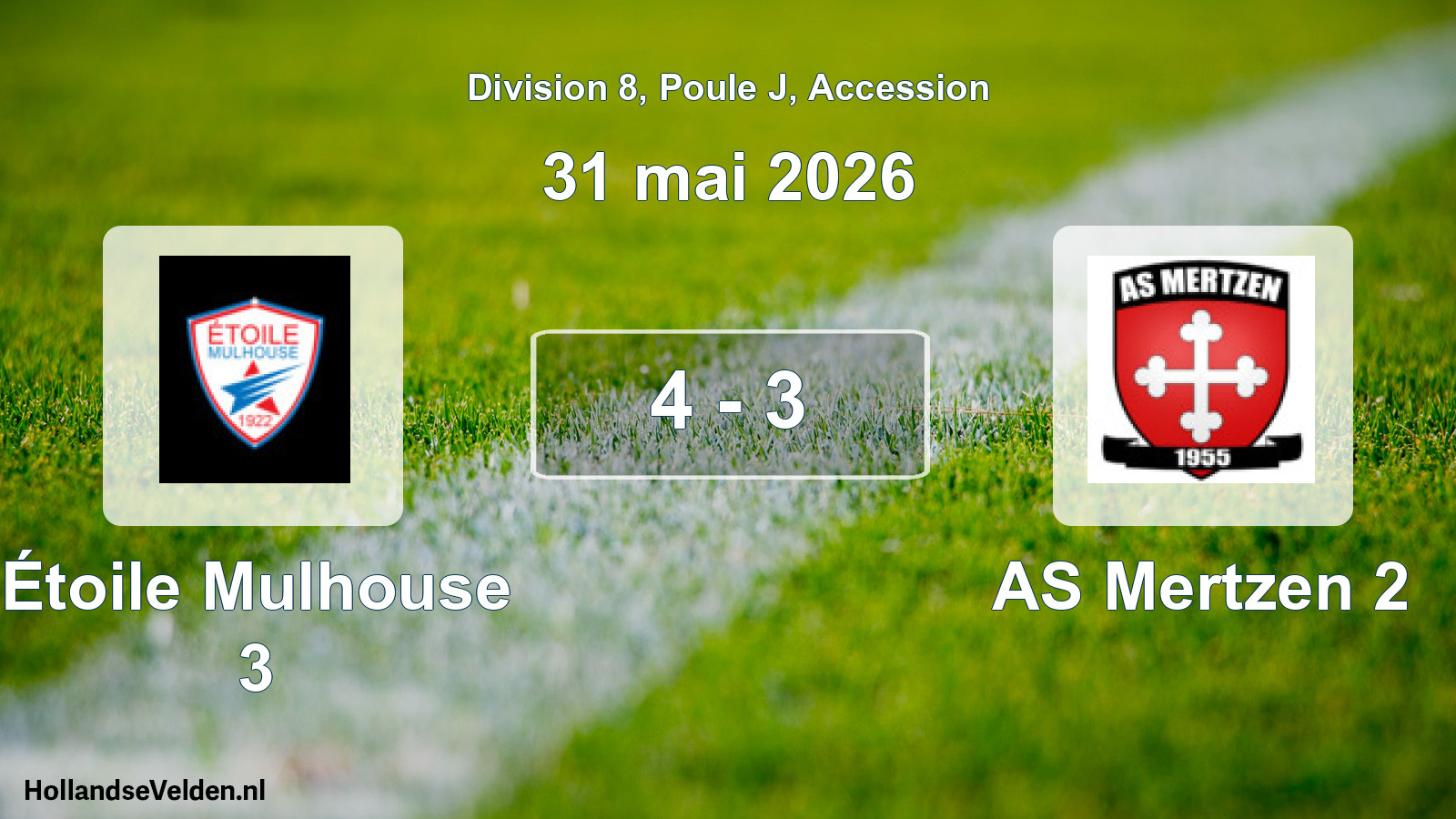 Gespeelde wedstrijd: Étoile Mulhouse 3 - AS Mertzen 2 4 - 3 (31 mei 2026)