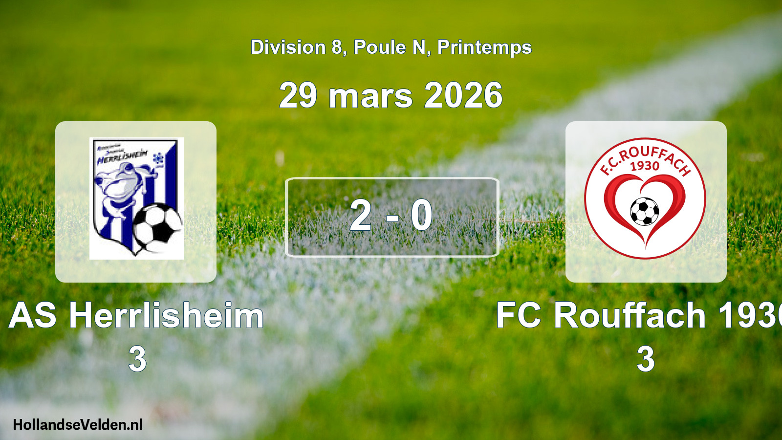 Gespeelde wedstrijd: AS Herrlisheim 3 - FC Rouffach 1930 3 2 - 0 (29 maart 2026)