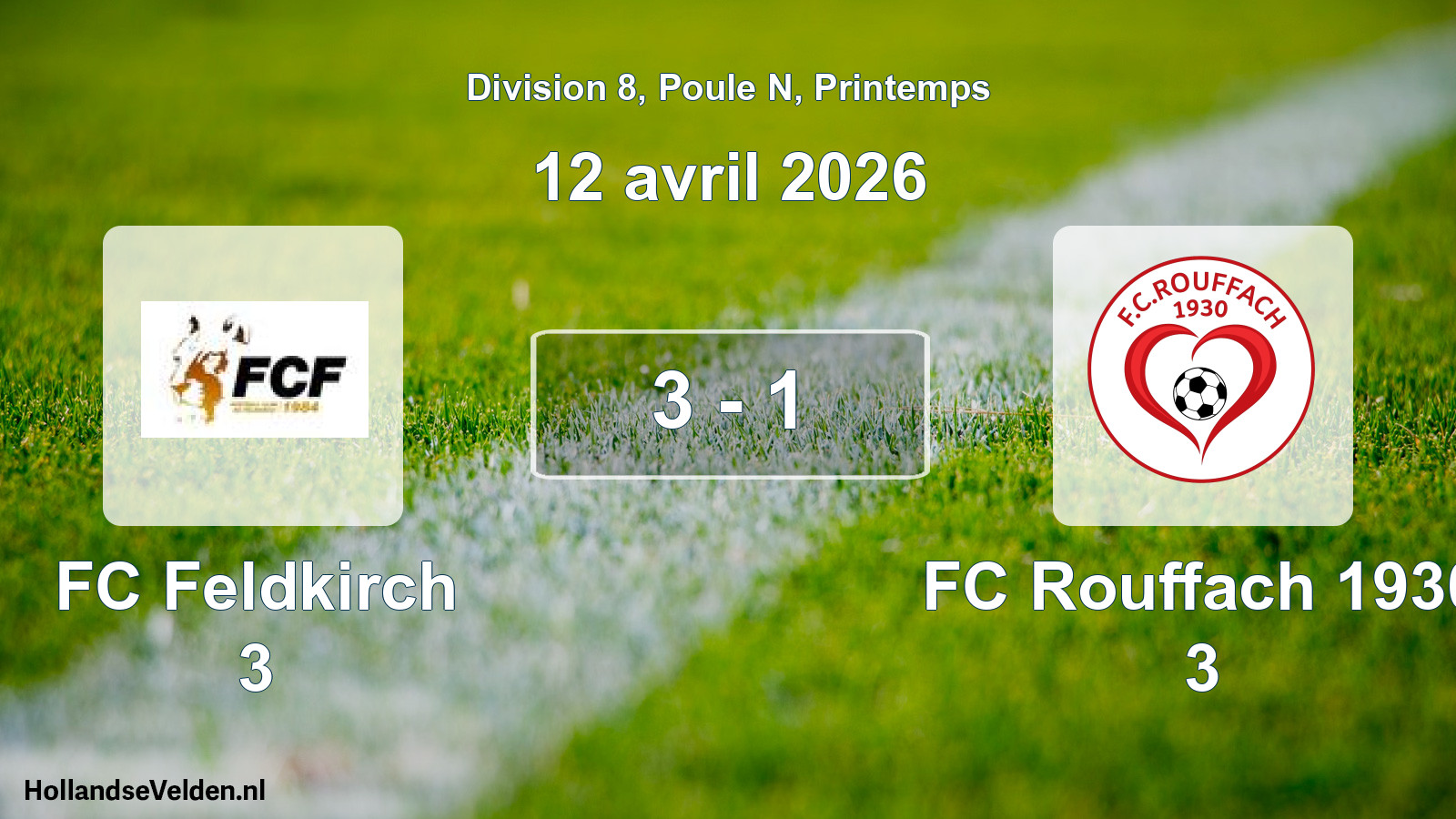 Gespeelde wedstrijd: FC Feldkirch 3 - FC Rouffach 1930 3 3 - 1 (12 april 2026)