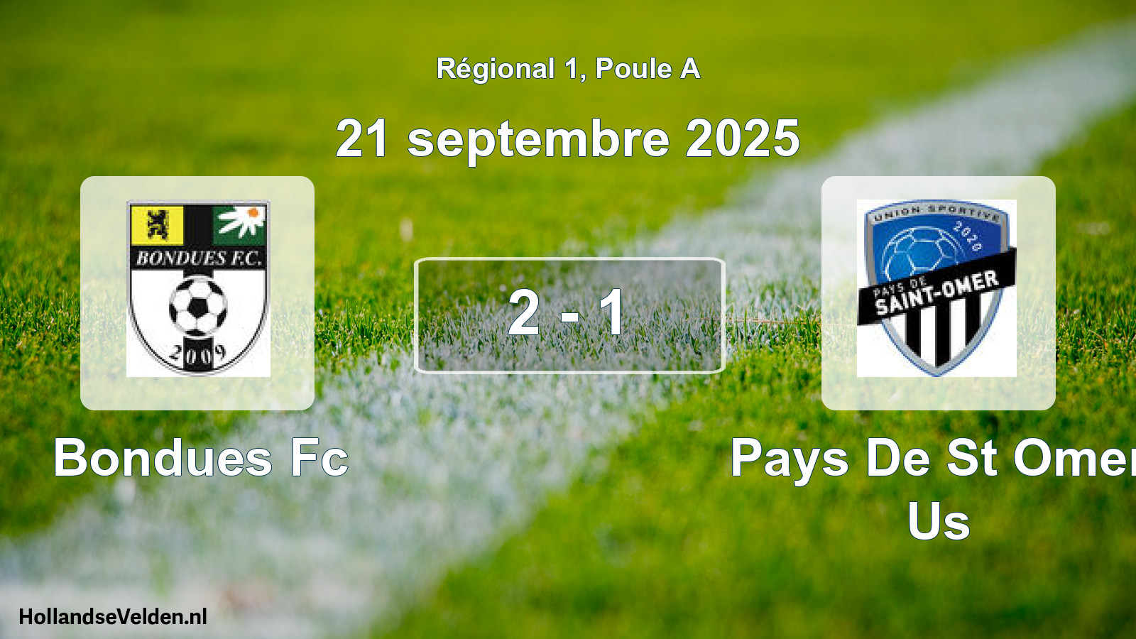 Total number of matches played: Bondues Fc - Pays De St Omer Us 2 - 1 (21 September 2025)