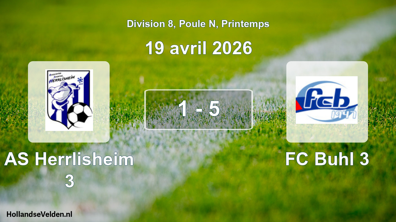 Gespeelde wedstrijd: AS Herrlisheim 3 - FC Buhl 3 1 - 5 (19 april 2026)