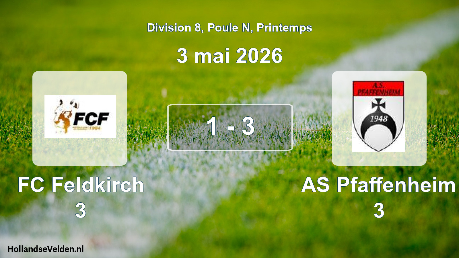 Gespeelde wedstrijd: FC Feldkirch 3 - AS Pfaffenheim 3 1 - 3 (3 mei 2026)