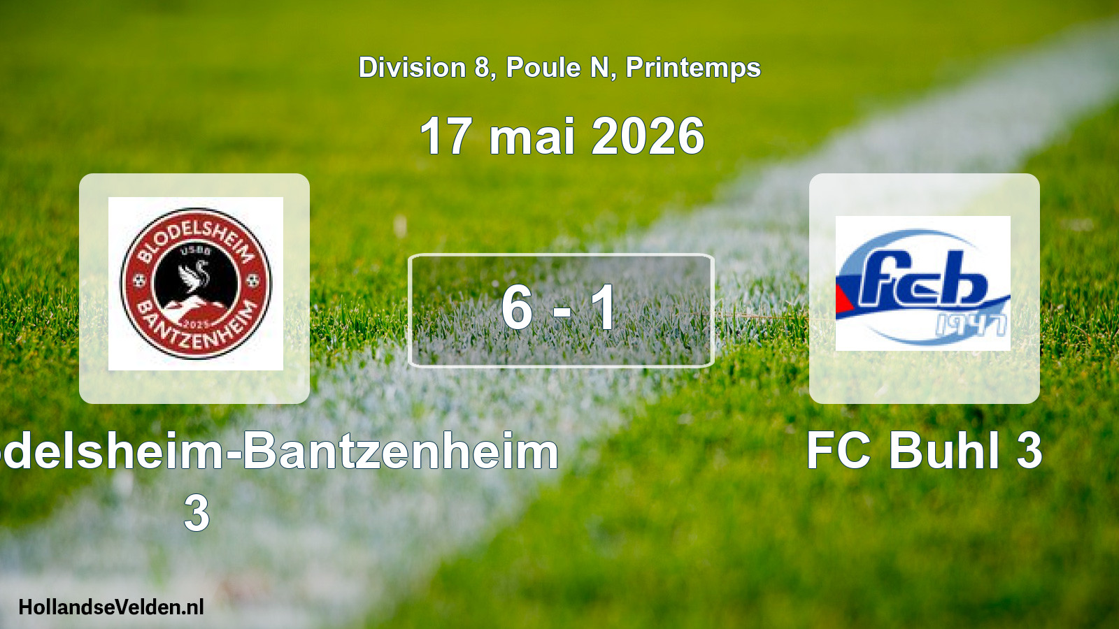 Gespeelde wedstrijd: US Blodelsheim-Bantzenheim 3 - FC Buhl 3 6 - 1 (17 mei 2026)