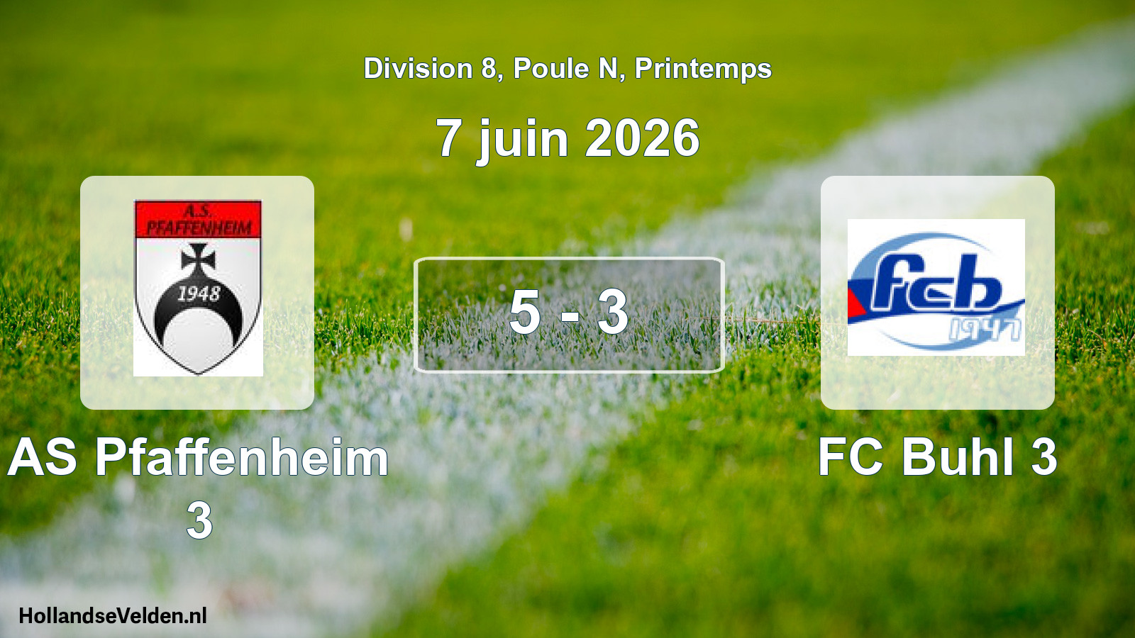 Gespeelde wedstrijd: AS Pfaffenheim 3 - FC Buhl 3 5 - 3 (7 juni 2026)