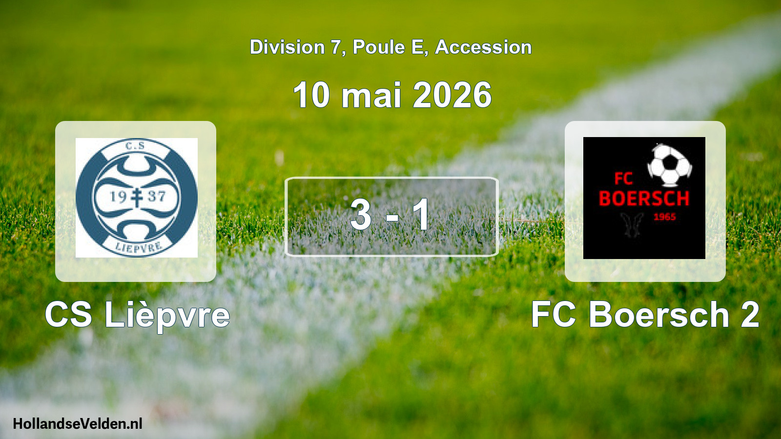 Gespeelde wedstrijd: CS Lièpvre - FC Boersch 2 3 - 1 (10 mei 2026)