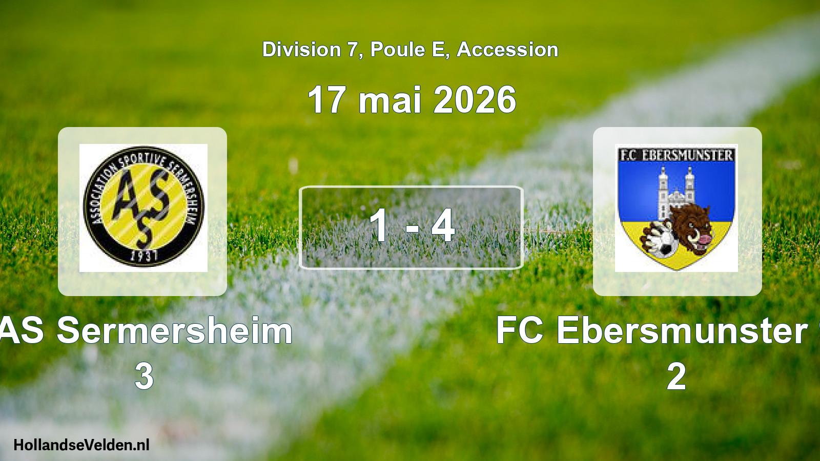 Gespeelde wedstrijd: AS Sermersheim 3 - FC Ebersmunster 93 2 1 - 4 (17 mei 2026)