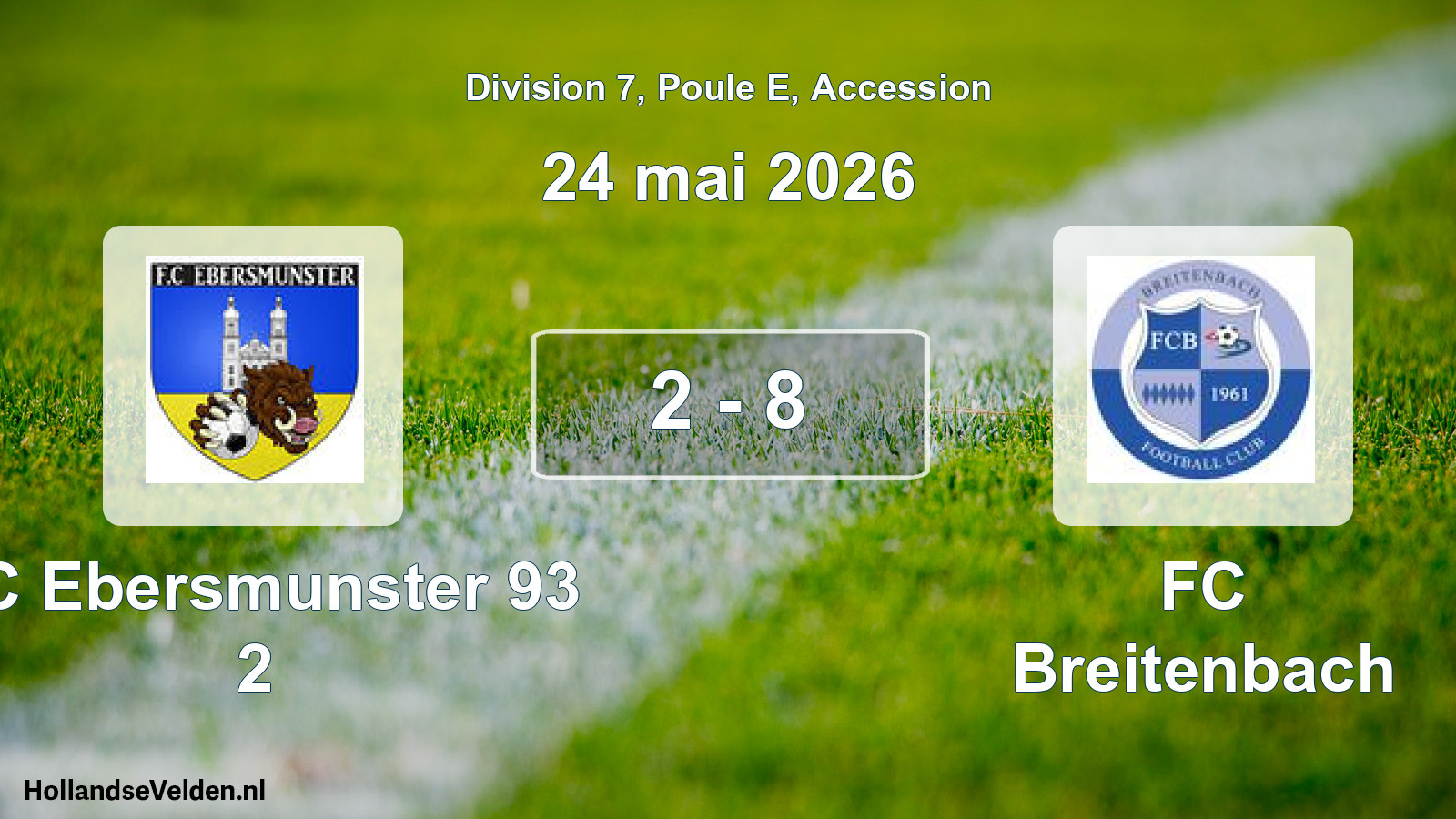 Gespeelde wedstrijd: FC Ebersmunster 93 2 - FC Breitenbach 2 - 8 (24 mei 2026)