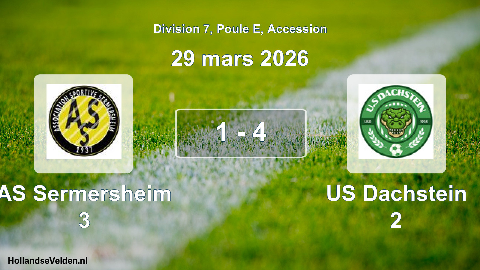 Gespeelde wedstrijd: AS Sermersheim 3 - US Dachstein 2 1 - 4 (29 maart 2026)