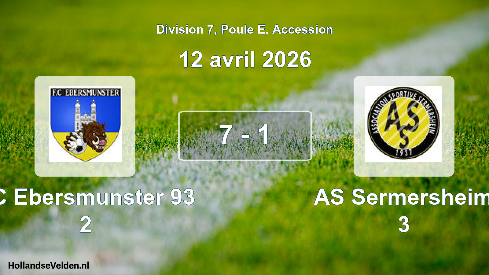Gespeelde wedstrijd: FC Ebersmunster 93 2 - AS Sermersheim 3 7 - 1 (12 april 2026)