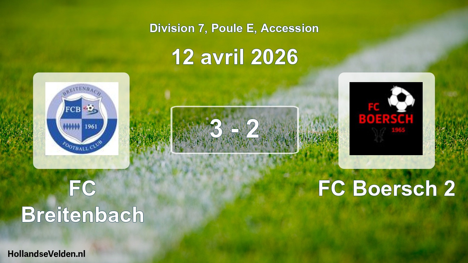 Gespeelde wedstrijd: FC Breitenbach - FC Boersch 2 3 - 2 (12 april 2026)