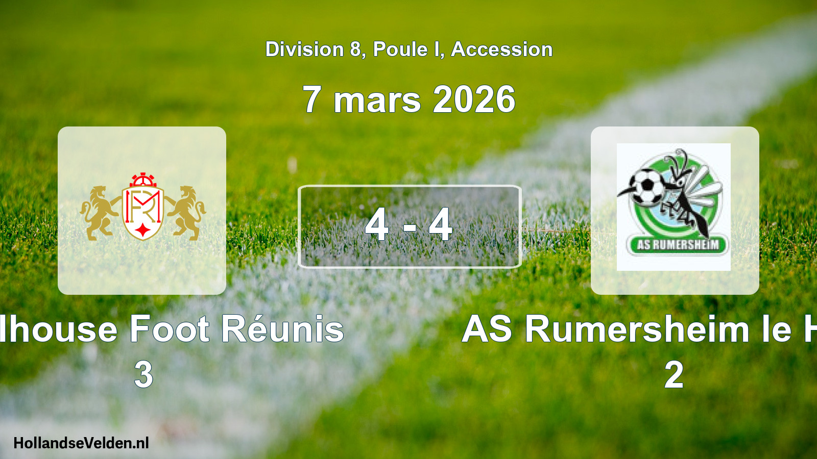Gespeelde wedstrijd: Mulhouse Foot Réunis 3 - AS Rumersheim le Haut 2 4 - 4 (7 maart 2026)