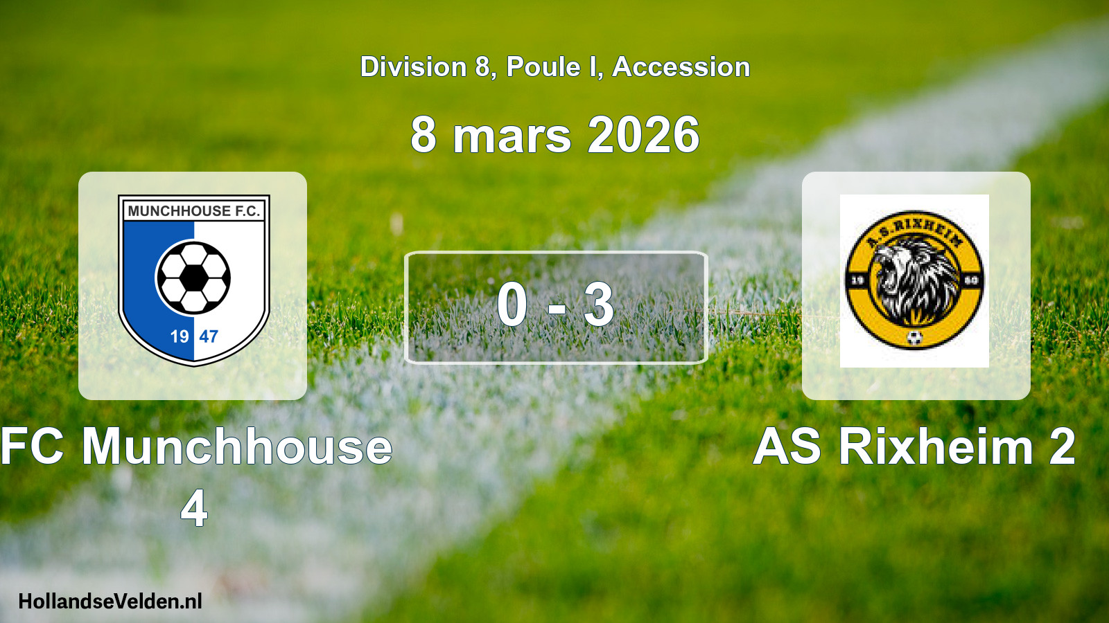 Gespeelde wedstrijd: FC Munchhouse 4 - AS Rixheim 2 0 - 3 (8 maart 2026)