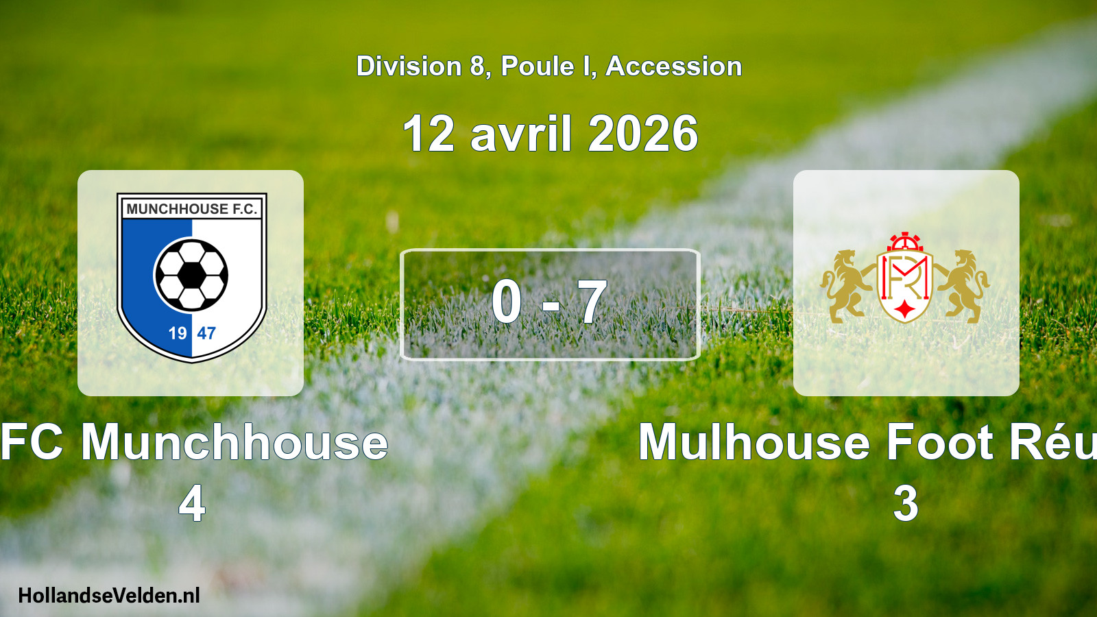Gespeelde wedstrijd: FC Munchhouse 4 - Mulhouse Foot Réunis 3 0 - 7 (12 april 2026)