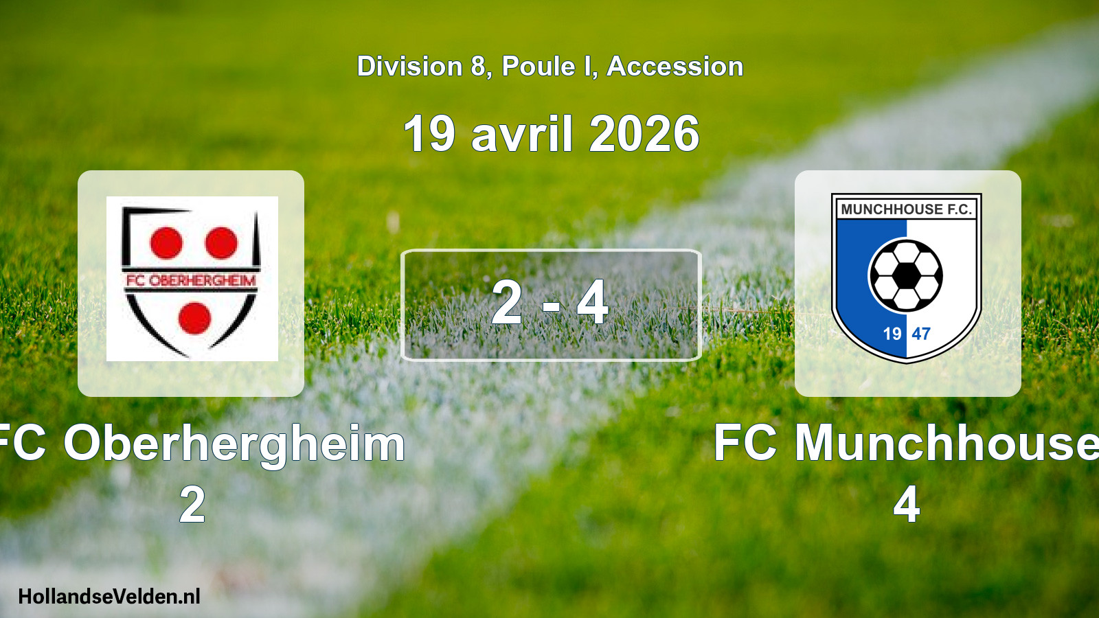 Gespeelde wedstrijd: FC Oberhergheim 2 - FC Munchhouse 4 2 - 4 (19 april 2026)