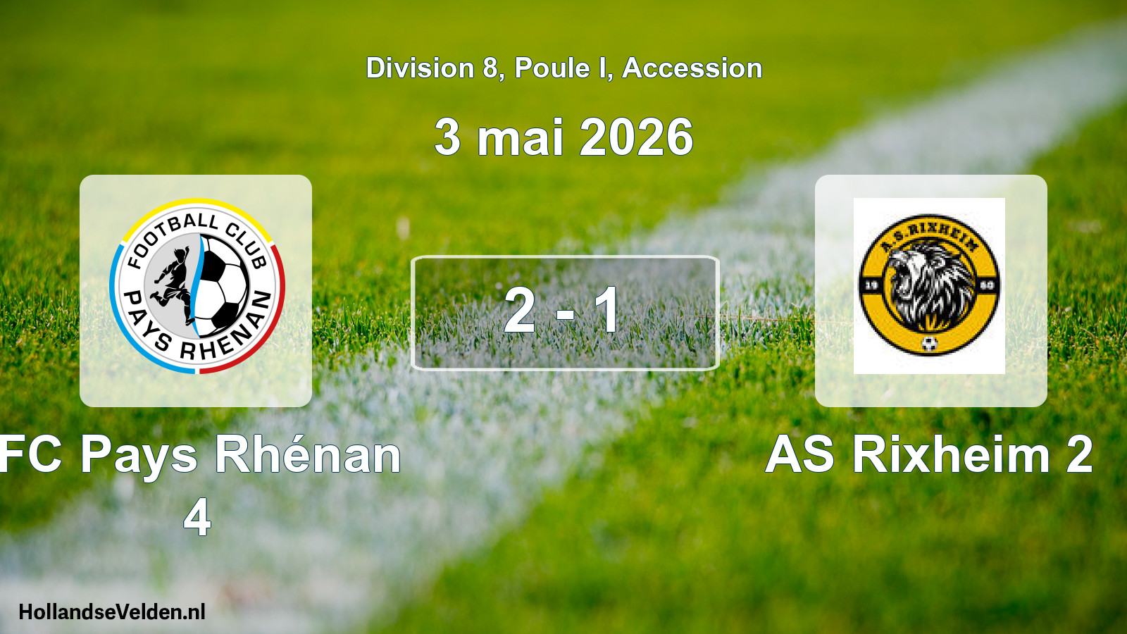 Gespeelde wedstrijd: FC Pays Rhénan 4 - AS Rixheim 2 2 - 1 (3 mei 2026)