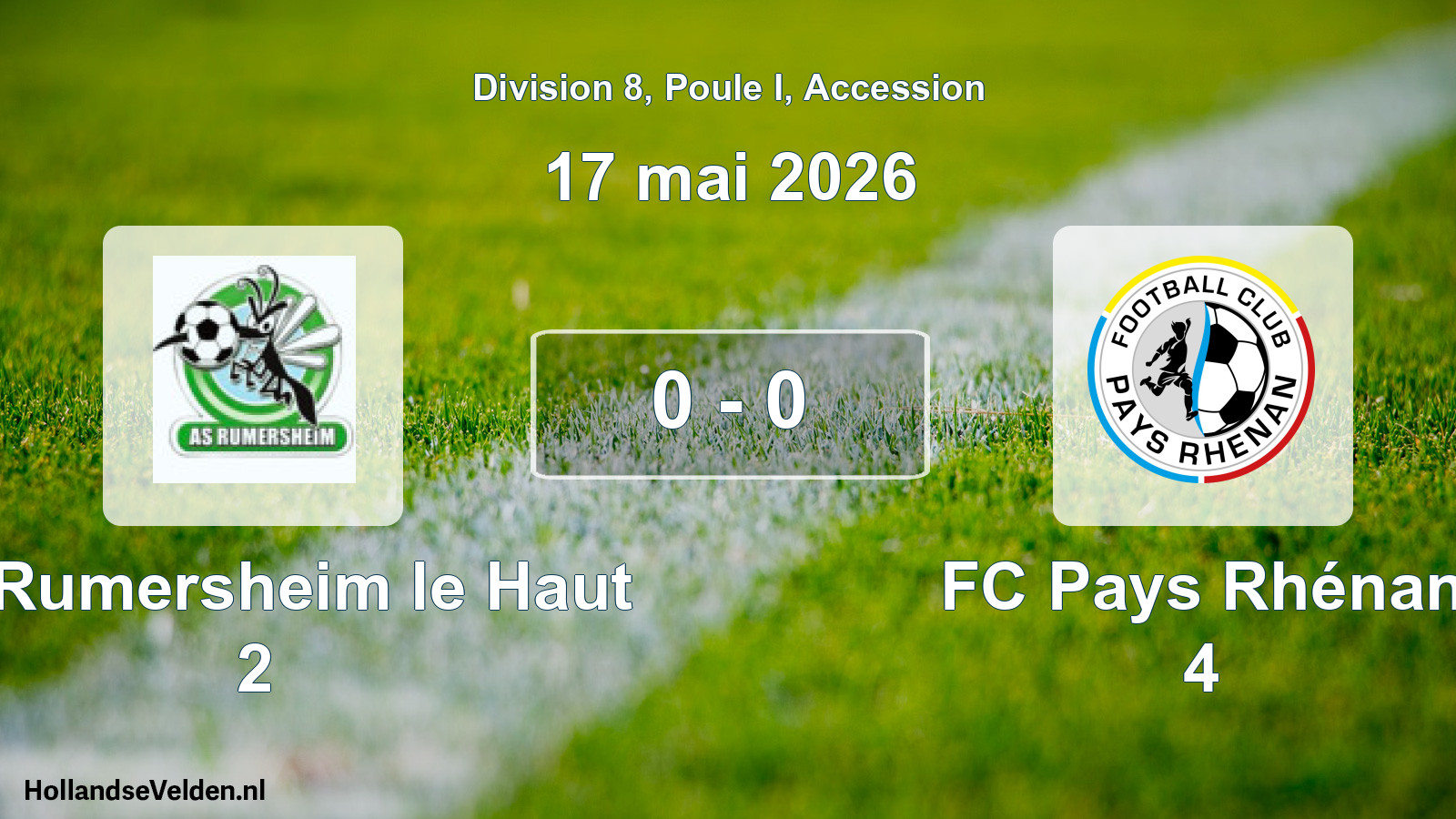 Gespeelde wedstrijd: AS Rumersheim le Haut 2 - FC Pays Rhénan 4 0 - 0 (17 mei 2026)