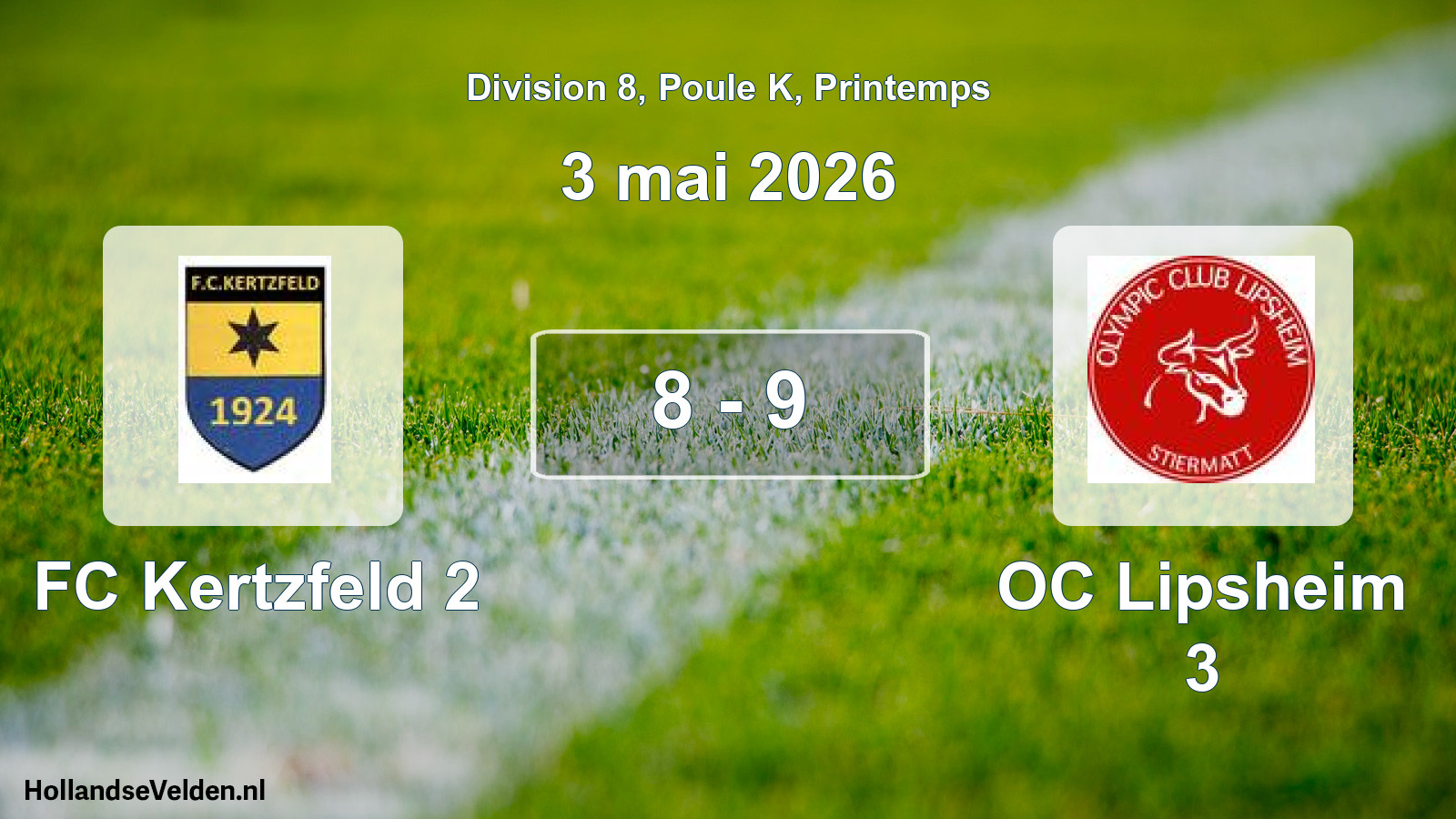 Gespeelde wedstrijd: FC Kertzfeld 2 - OC Lipsheim 3 8 - 9 (3 mei 2026)
