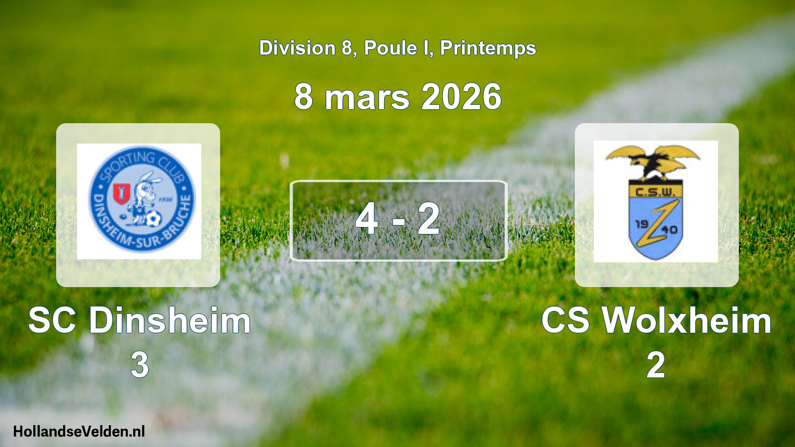 Gespeelde wedstrijd: SC Dinsheim 3 - CS Wolxheim 2 4 - 2 (8 maart 2026)