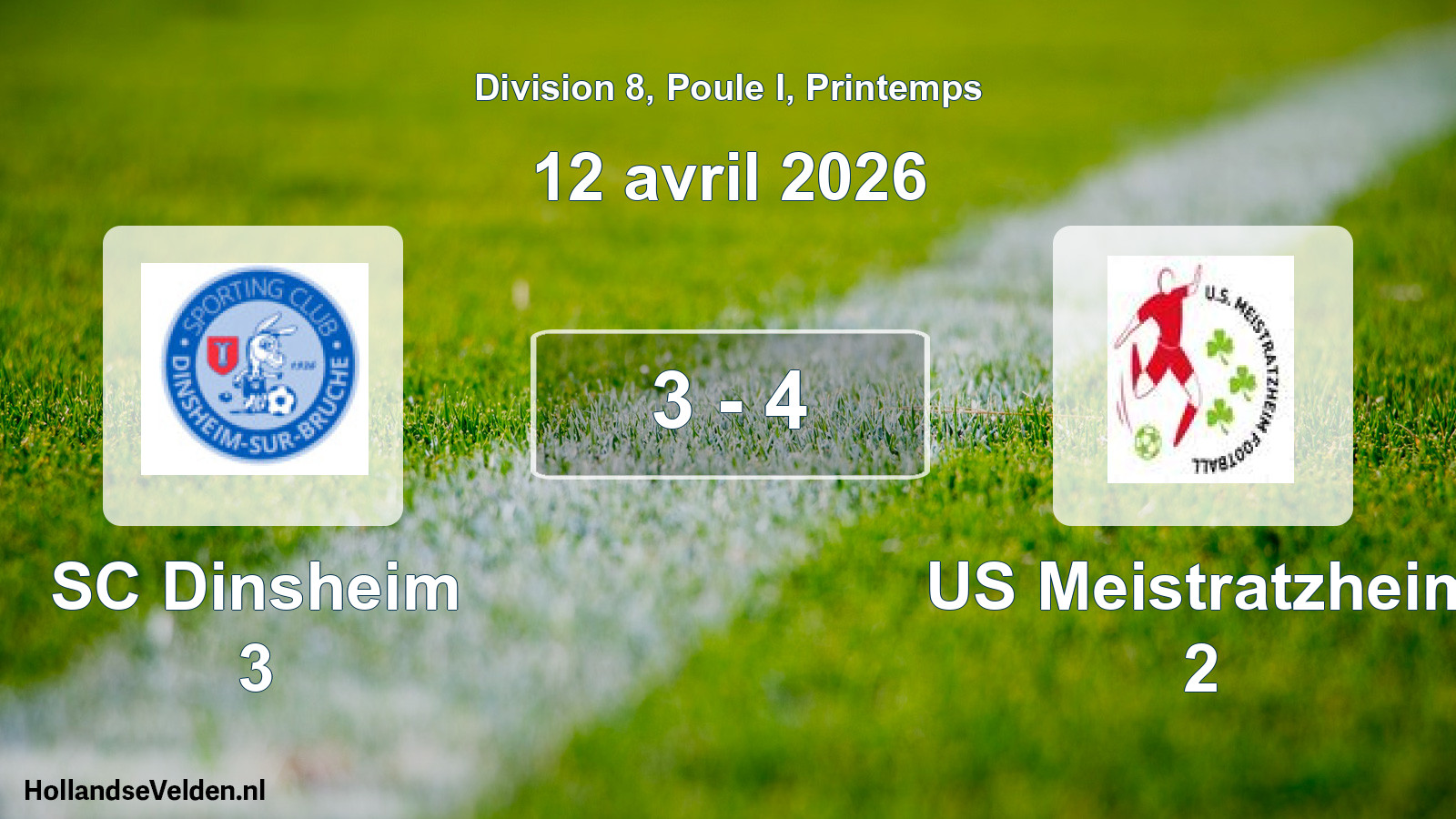 Gespeelde wedstrijd: SC Dinsheim 3 - US Meistratzheim 2 3 - 4 (12 april 2026)