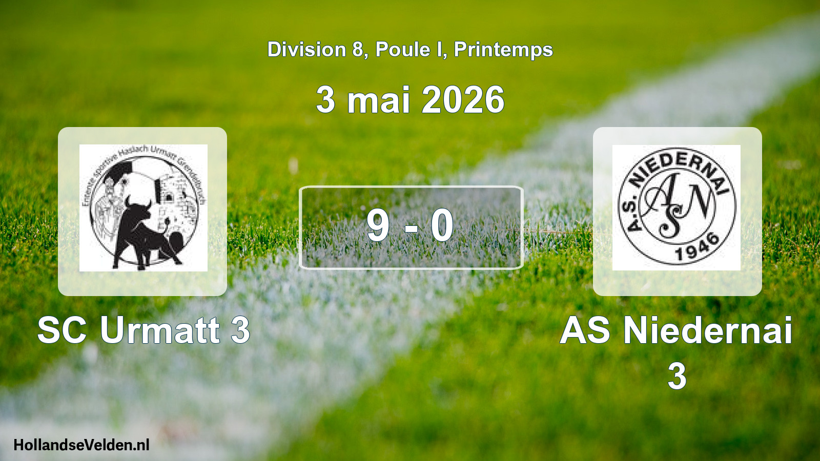 Gespeelde wedstrijd: SC Urmatt 3 - AS Niedernai 3 9 - 0 (3 mei 2026)