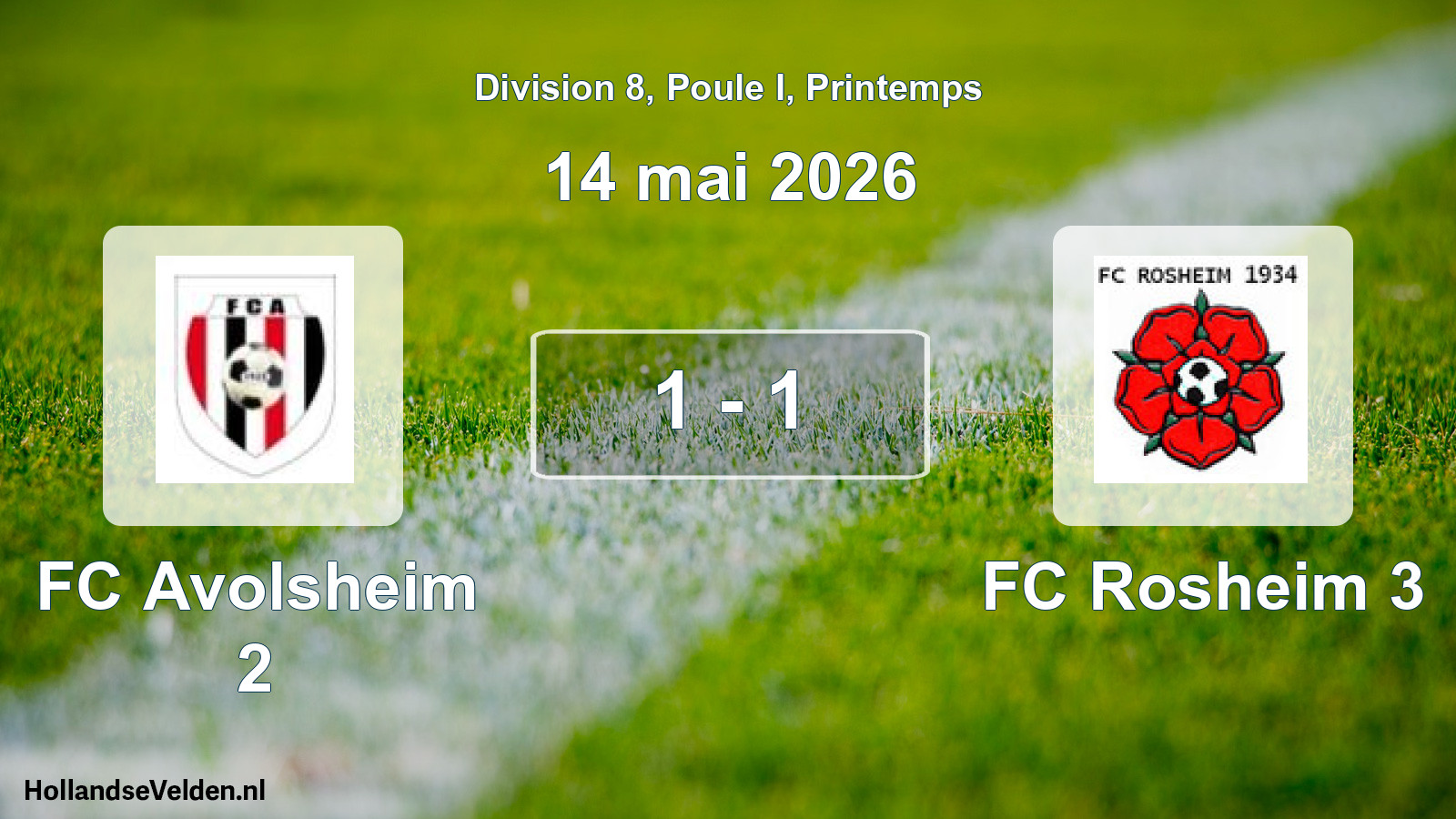 Gespeelde wedstrijd: FC Avolsheim 2 - FC Rosheim 3 1 - 1 (14 mei 2026)