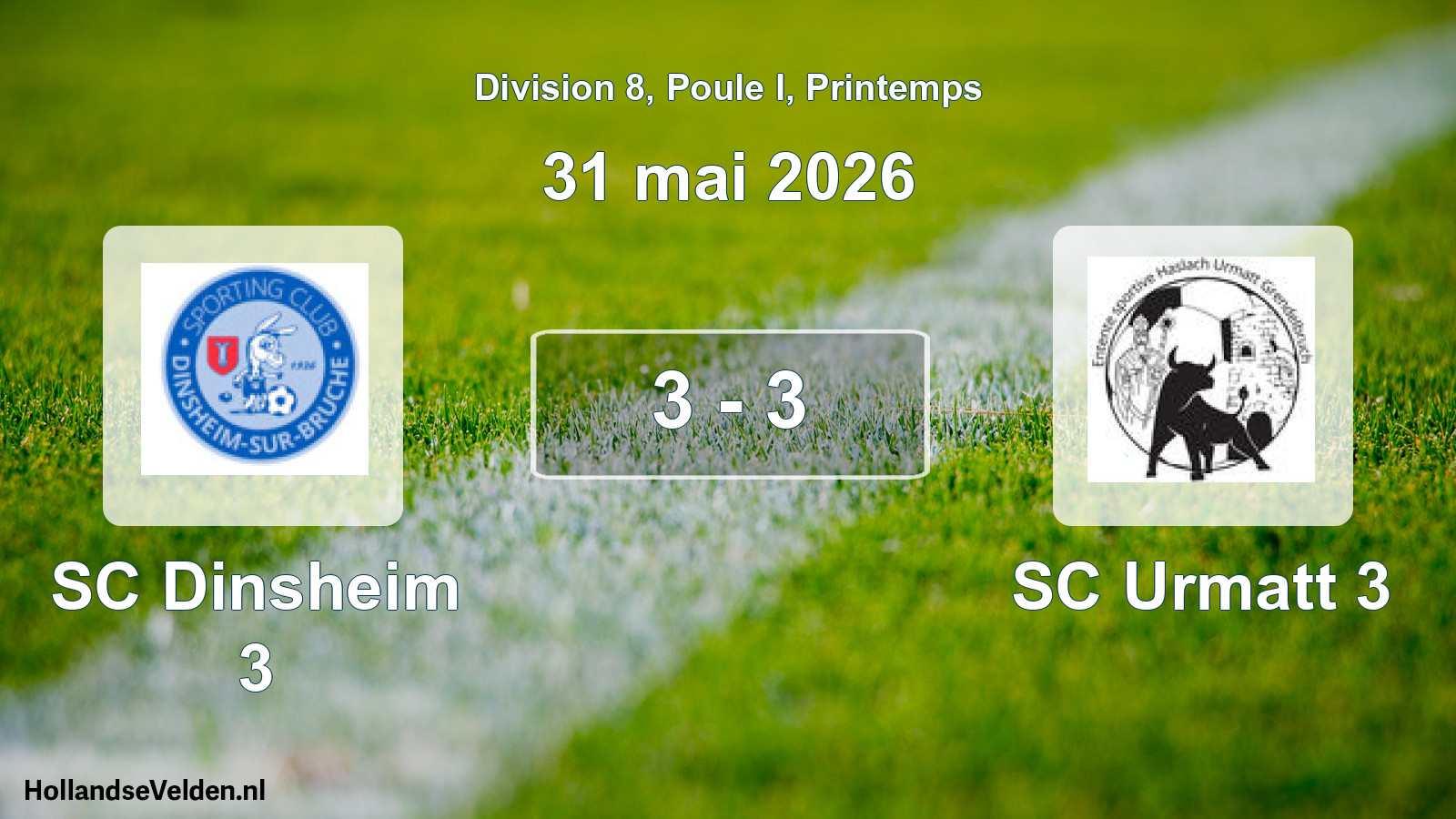 Gespeelde wedstrijd: SC Dinsheim 3 - SC Urmatt 3 3 - 3 (31 mei 2026)