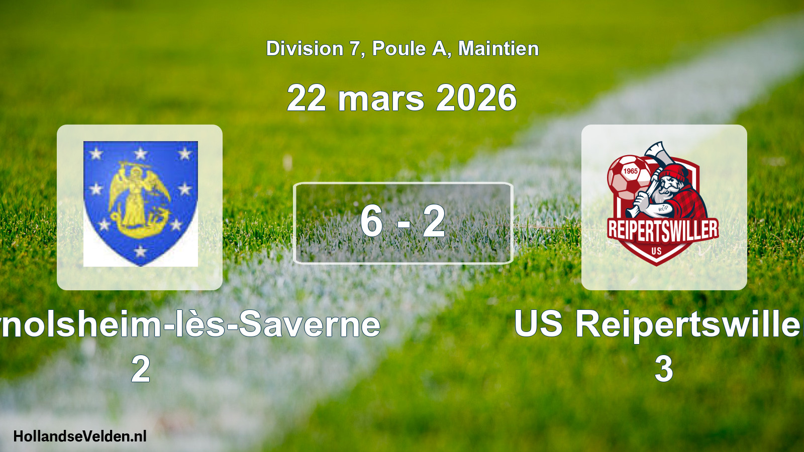 Gespeelde wedstrijd: FC Ernolsheim-lès-Saverne 2 - US Reipertswiller 3 6 - 2 (22 maart 2026)