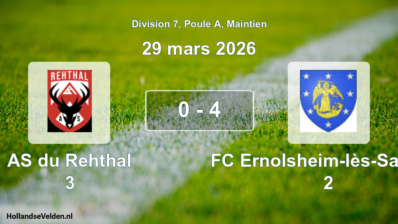 Gespeelde wedstrijd: AS du Rehthal 3 - FC Ernolsheim-lès-Saverne 2 0 - 4 (29 maart 2026)