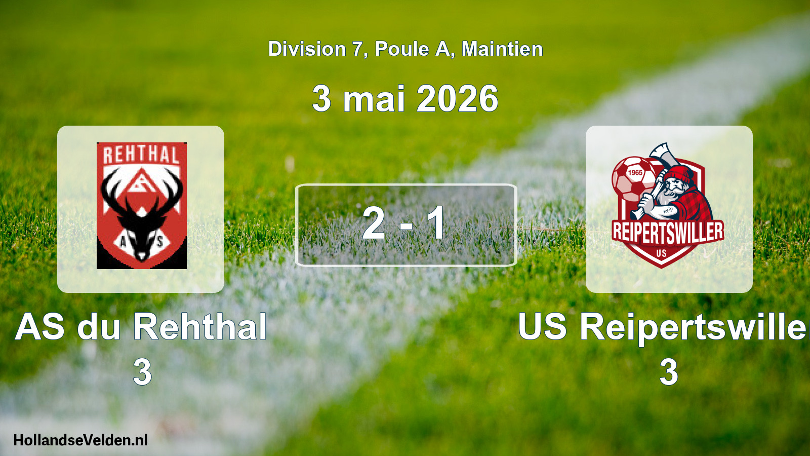 Gespeelde wedstrijd: AS du Rehthal 3 - US Reipertswiller 3 2 - 1 (3 mei 2026)