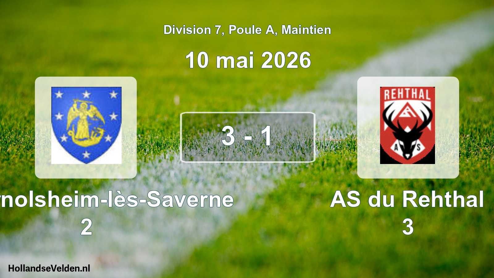 Gespeelde wedstrijd: FC Ernolsheim-lès-Saverne 2 - AS du Rehthal 3 3 - 1 (10 mei 2026)