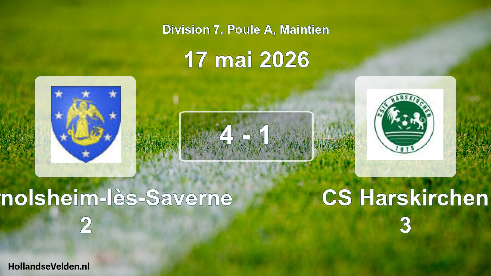 Gespeelde wedstrijd: FC Ernolsheim-lès-Saverne 2 - CS Harskirchen 3 4 - 1 (17 mei 2026)
