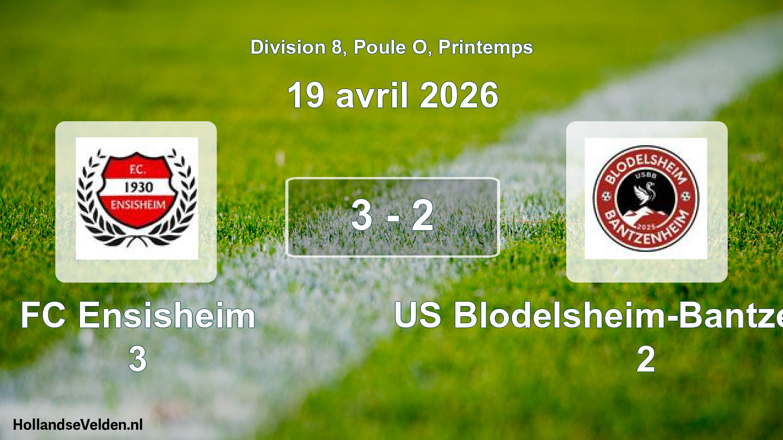 Gespeelde wedstrijd: FC Ensisheim 3 - US Blodelsheim-Bantzenheim 2 3 - 2 (19 april 2026)