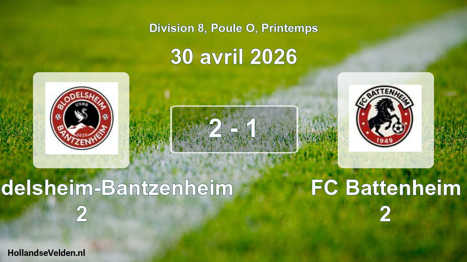Gespeelde wedstrijd: US Blodelsheim-Bantzenheim 2 - FC Battenheim 2 2 - 1 (30 april 2026)