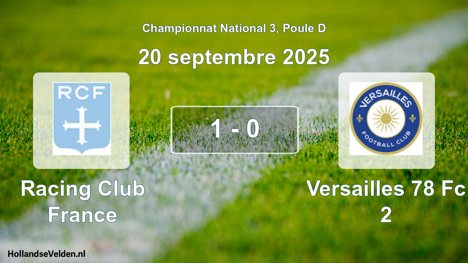 Gespeelde wedstrijd: Racing Club France - Versailles 78 Fc 2 1 - 0 (20 septembre 2025)