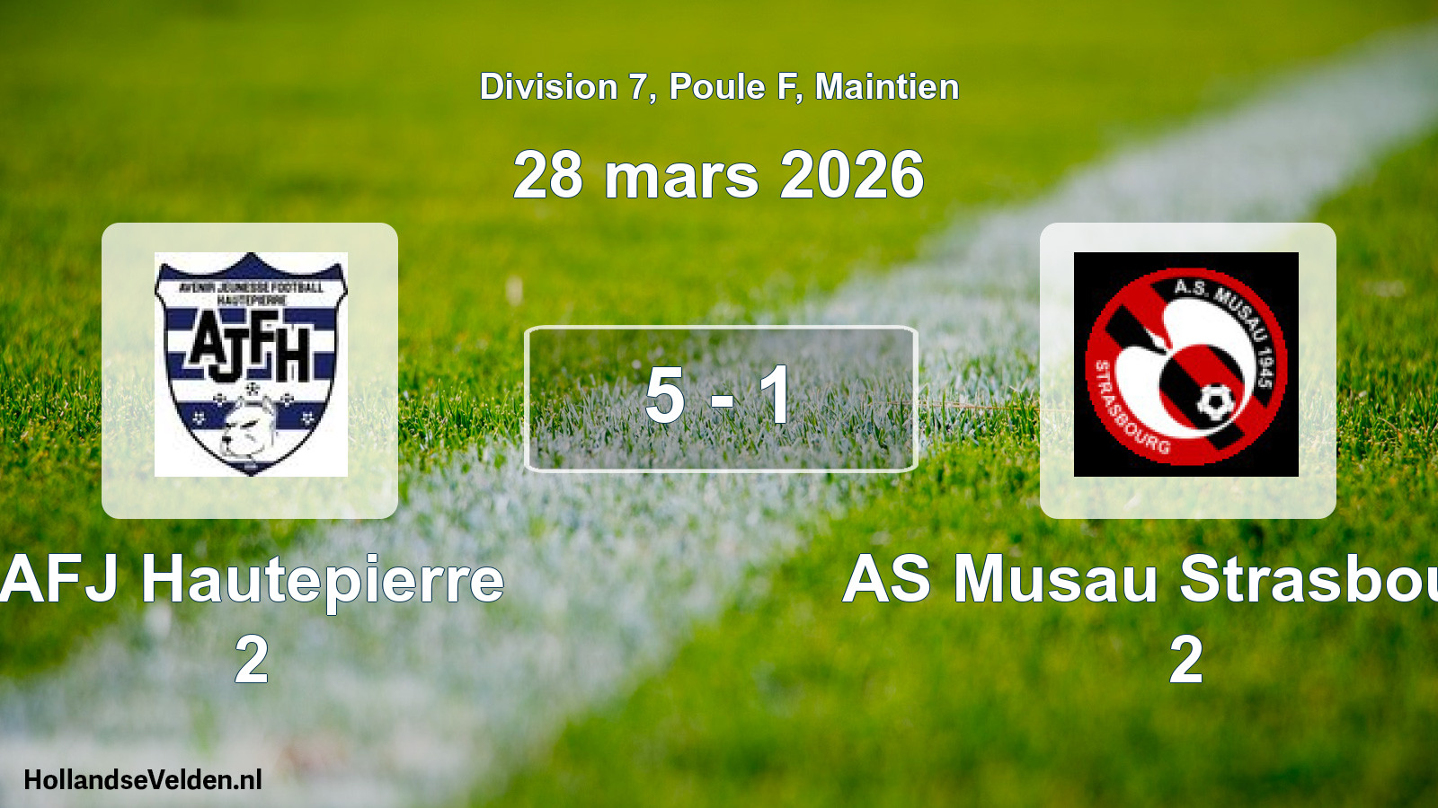 Gespeelde wedstrijd: AFJ Hautepierre 2 - AS Musau Strasbourg 2 5 - 1 (28 maart 2026)