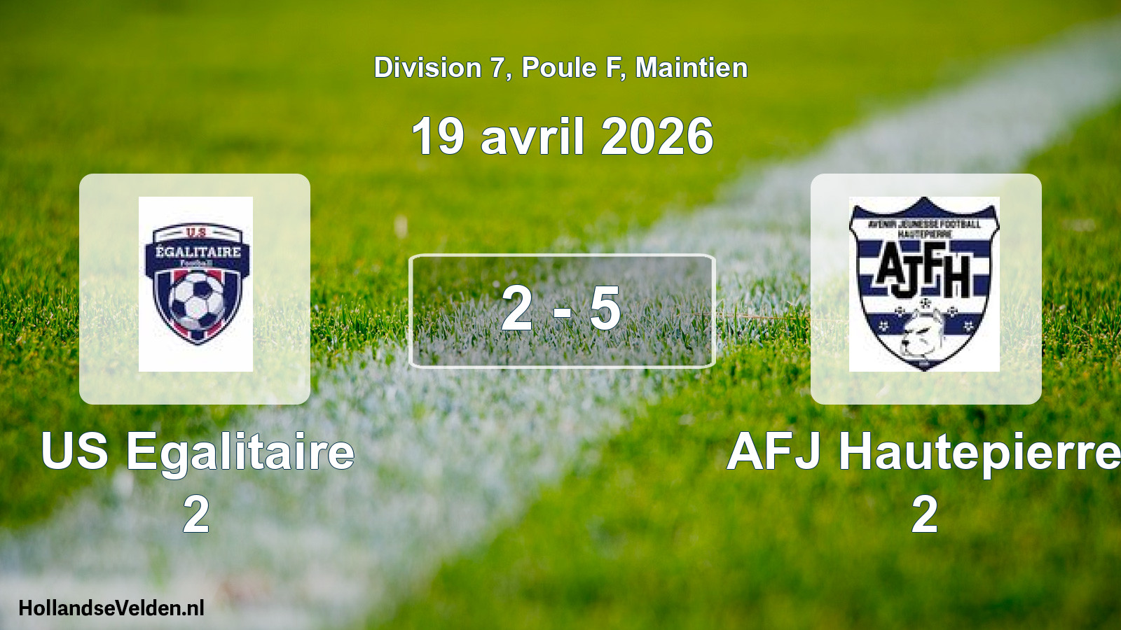 Gespeelde wedstrijd: US Egalitaire 2 - AFJ Hautepierre 2 2 - 5 (19 april 2026)