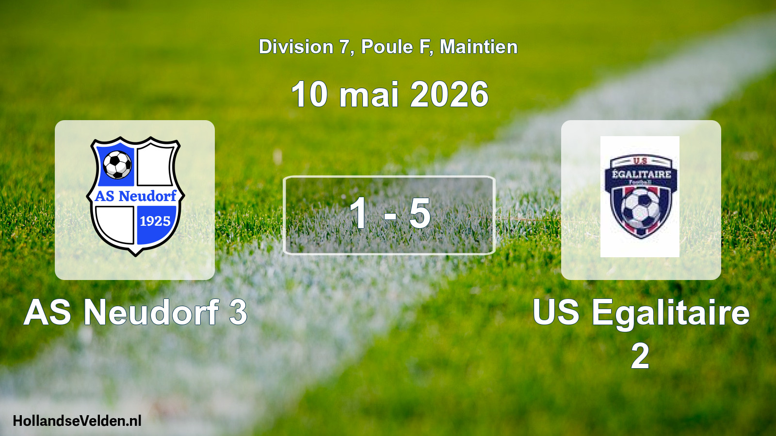 Gespeelde wedstrijd: AS Neudorf 3 - US Egalitaire 2 1 - 5 (10 mei 2026)