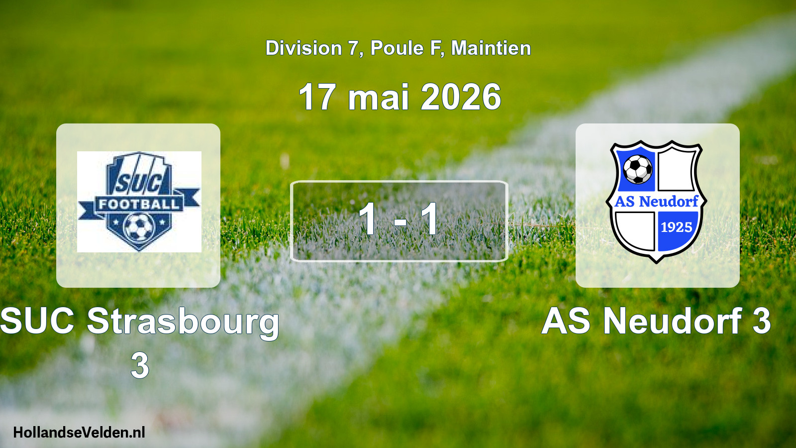 Gespeelde wedstrijd: SUC Strasbourg 3 - AS Neudorf 3 1 - 1 (17 mei 2026)