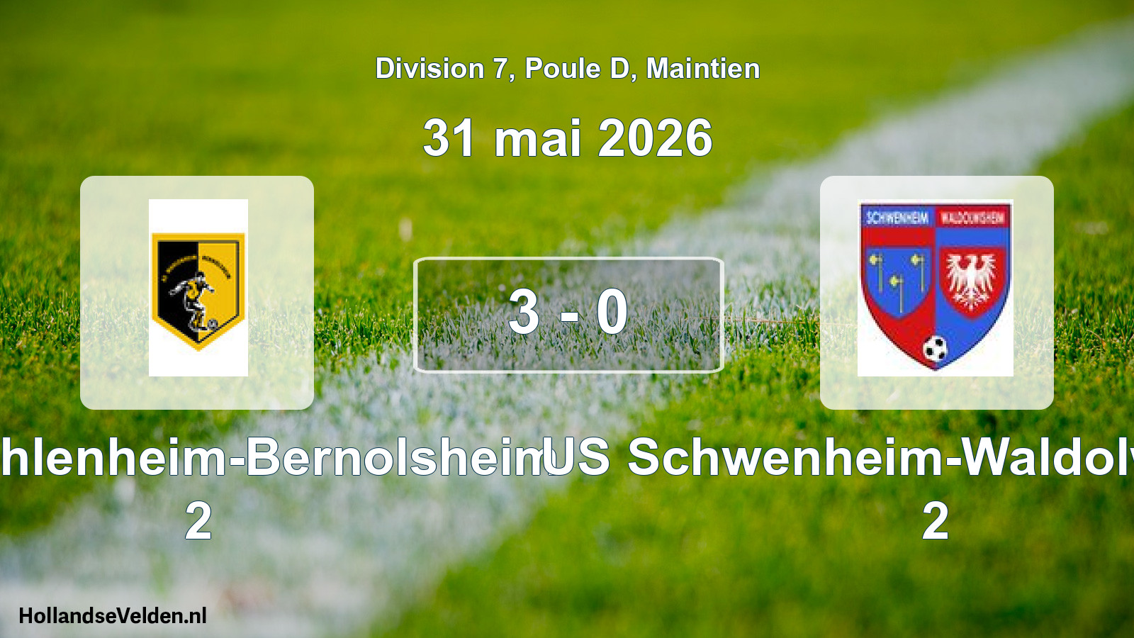 Gespeelde wedstrijd: AS Wahlenheim-Bernolsheim 2 - US Schwenheim-Waldolwisheim 2 3 - 0 (31 mei 2026)