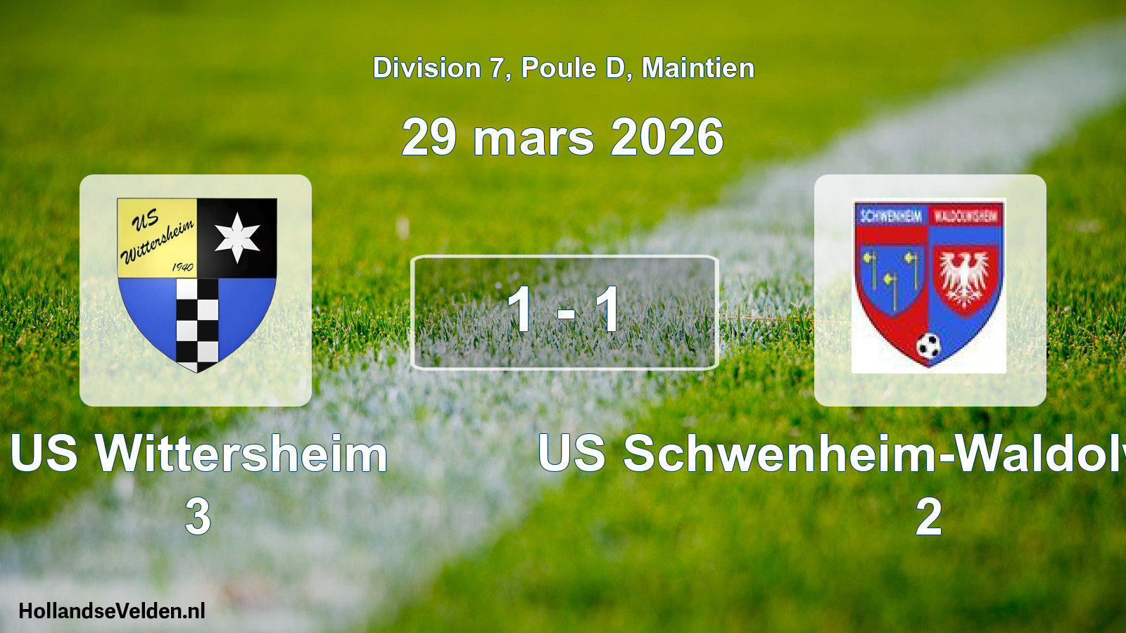 Gespeelde wedstrijd: US Wittersheim 3 - US Schwenheim-Waldolwisheim 2 1 - 1 (29 maart 2026)