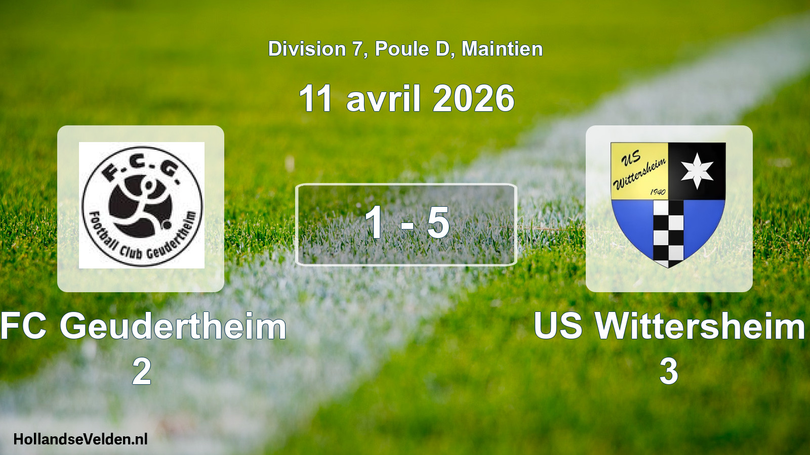Gespeelde wedstrijd: FC Geudertheim 2 - US Wittersheim 3 1 - 5 (11 april 2026)