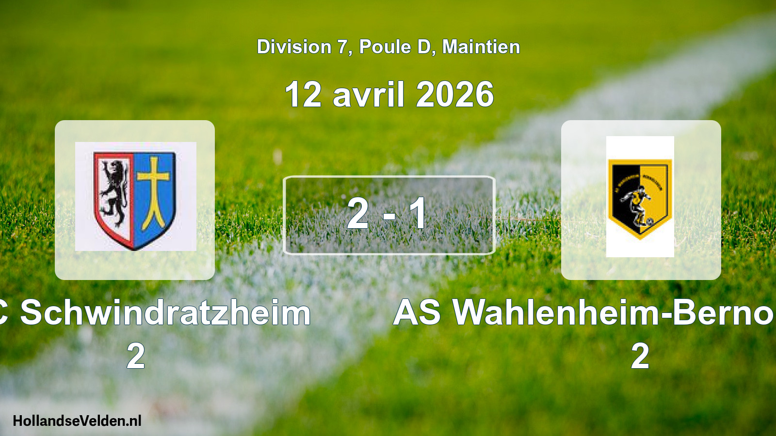 Gespeelde wedstrijd: FC Schwindratzheim 2 - AS Wahlenheim-Bernolsheim 2 2 - 1 (12 april 2026)