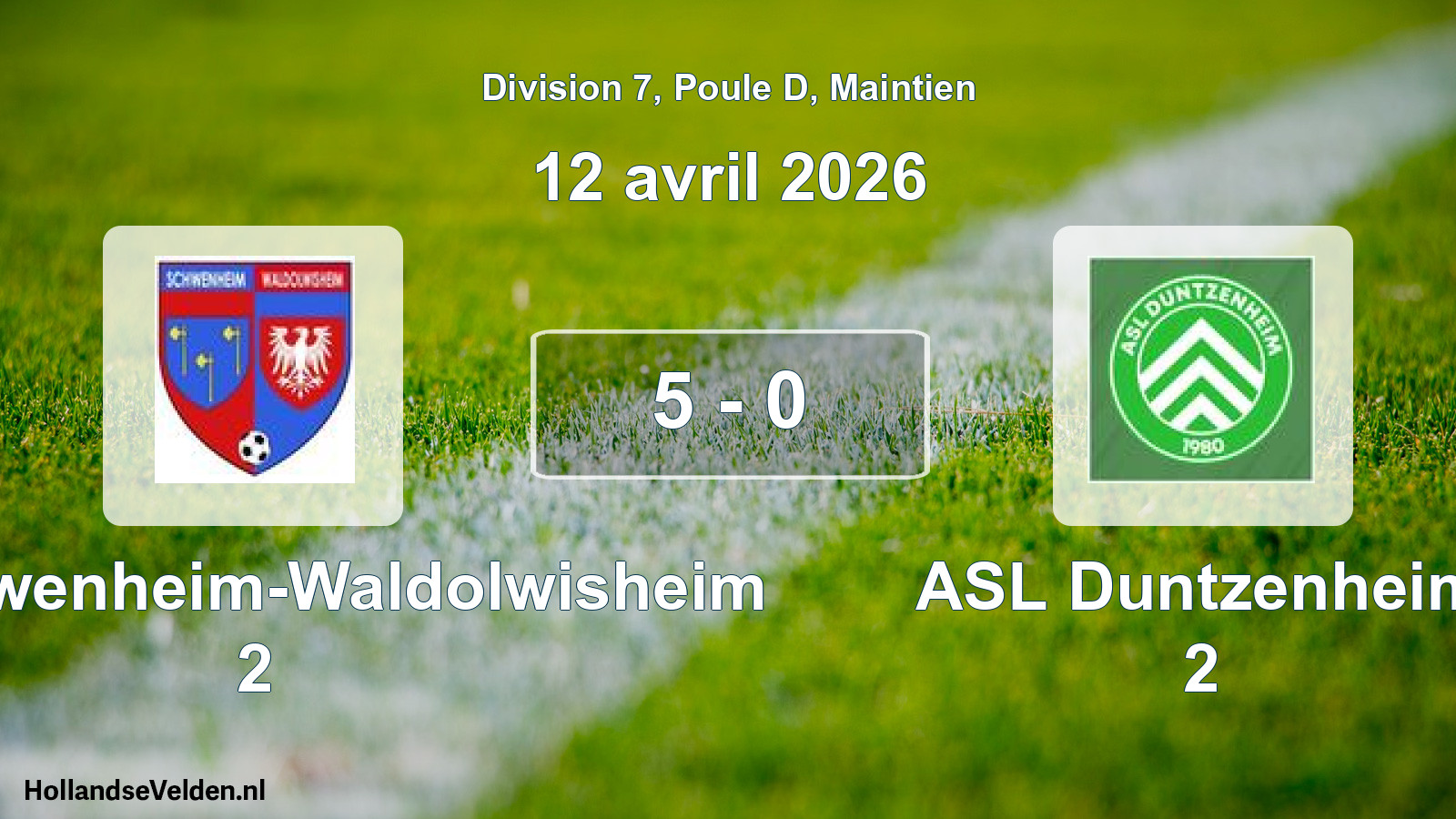 Gespeelde wedstrijd: US Schwenheim-Waldolwisheim 2 - ASL Duntzenheim 2 5 - 0 (12 april 2026)