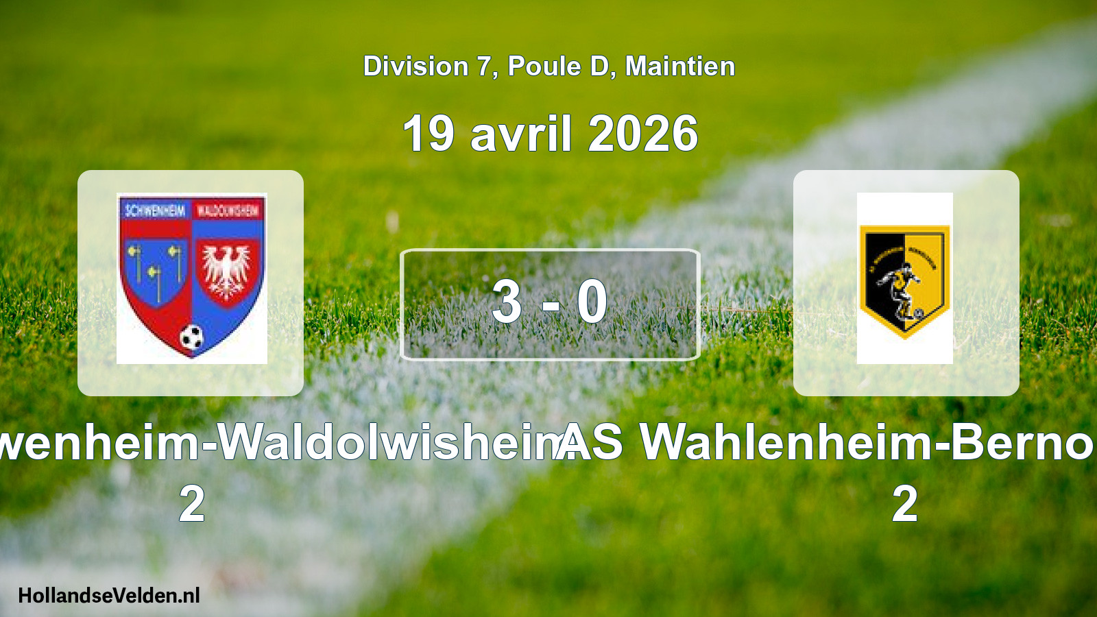 Gespeelde wedstrijd: US Schwenheim-Waldolwisheim 2 - AS Wahlenheim-Bernolsheim 2 3 - 0 (19 april 2026)