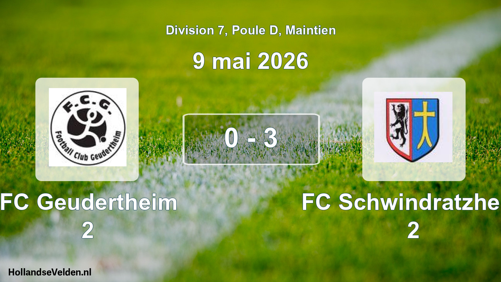 Gespeelde wedstrijd: FC Geudertheim 2 - FC Schwindratzheim 2 0 - 3 (9 mei 2026)