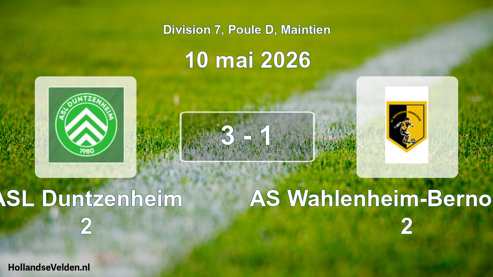 Gespeelde wedstrijd: ASL Duntzenheim 2 - AS Wahlenheim-Bernolsheim 2 3 - 1 (10 mei 2026)