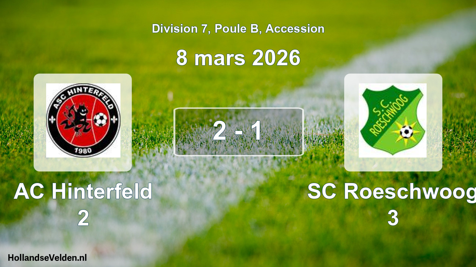 Gespeelde wedstrijd: AC Hinterfeld 2 - SC Roeschwoog 3 2 - 1 (8 maart 2026)
