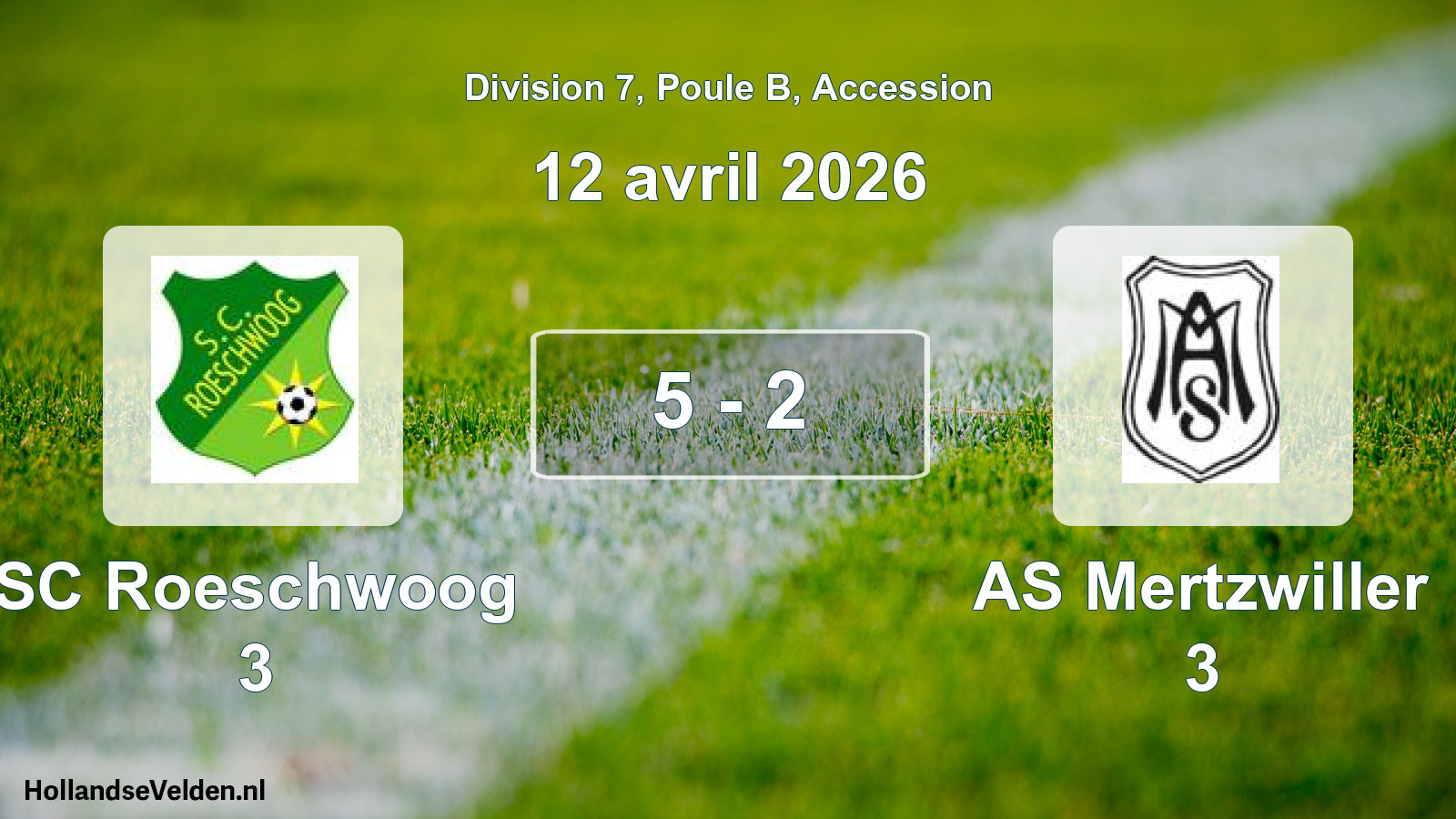 Gespeelde wedstrijd: SC Roeschwoog 3 - AS Mertzwiller 3 5 - 2 (12 april 2026)