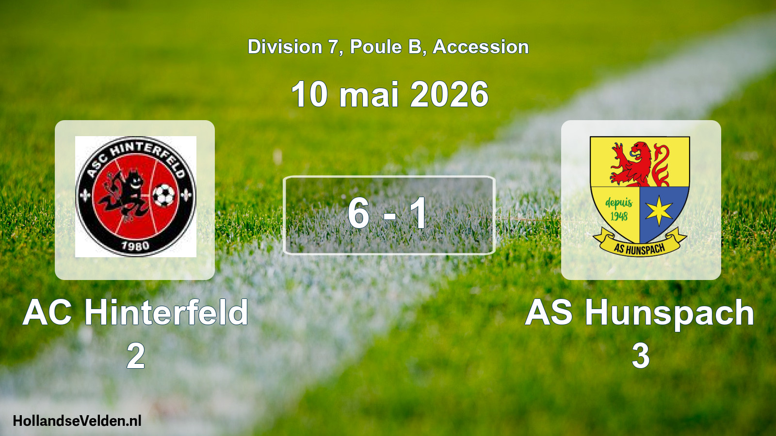 Gespeelde wedstrijd: AC Hinterfeld 2 - AS Hunspach 3 6 - 1 (10 mei 2026)